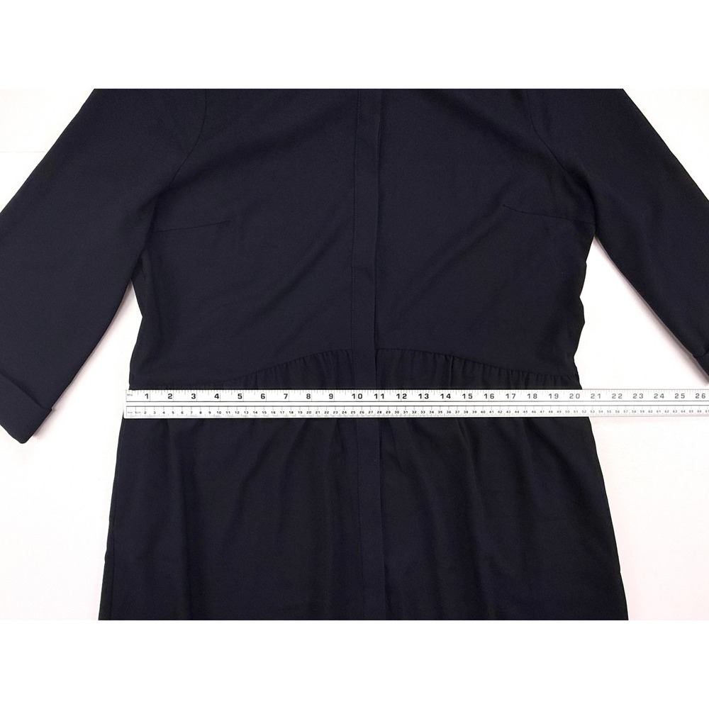 Tuckernuck Royal Crepe Black Shirt Dress Women's Large Drop Waist Pocket #1829 - Picture 4 of 9